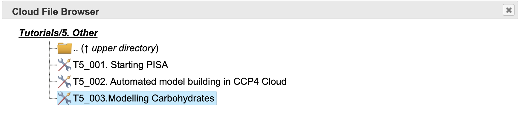 CCP4 Cloud file browser in the Other folder