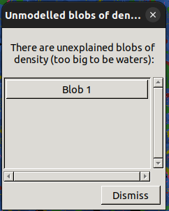 An image of Coot highlighting Unmodelled blobs...