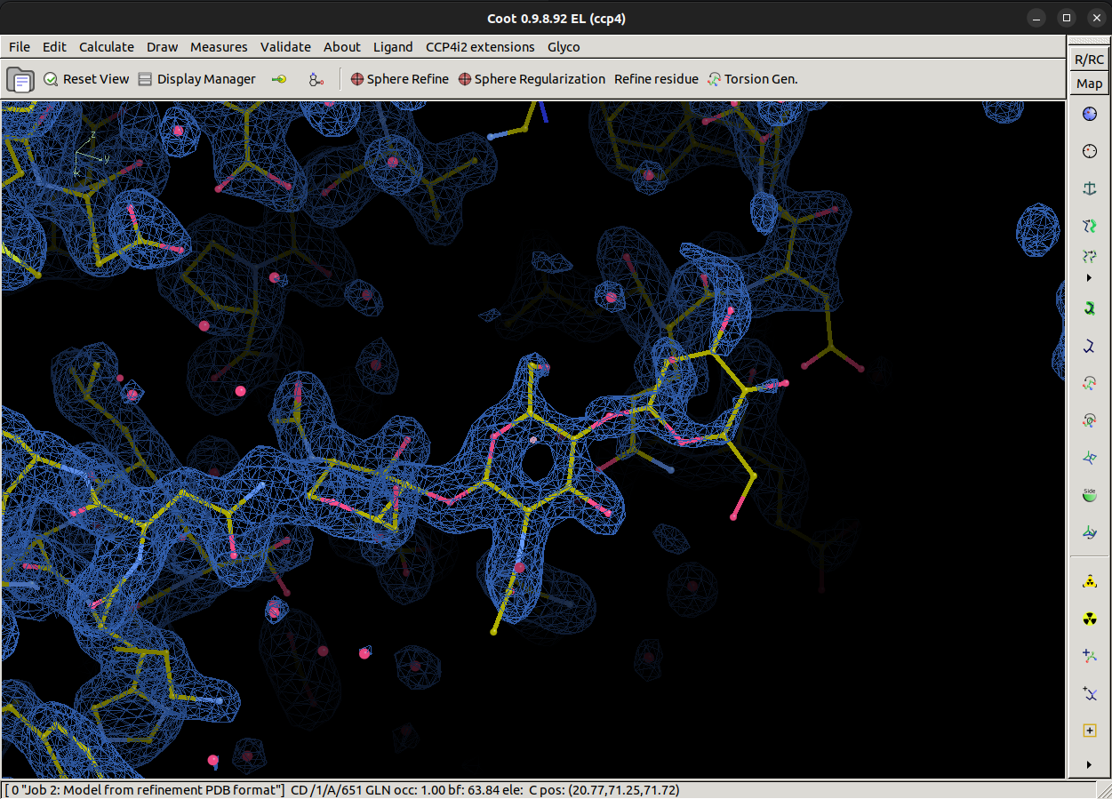 An image of Coot's built carbohydrate