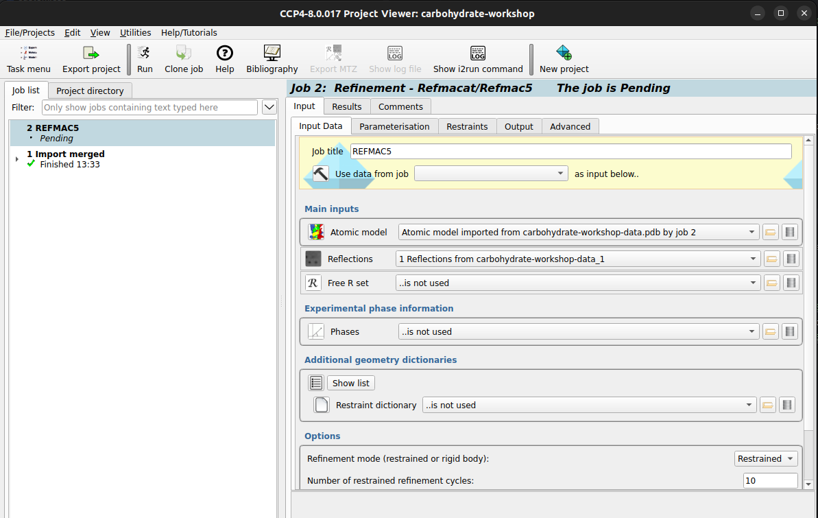 An image of the CCP4i2 popup box for importing merged reflection data